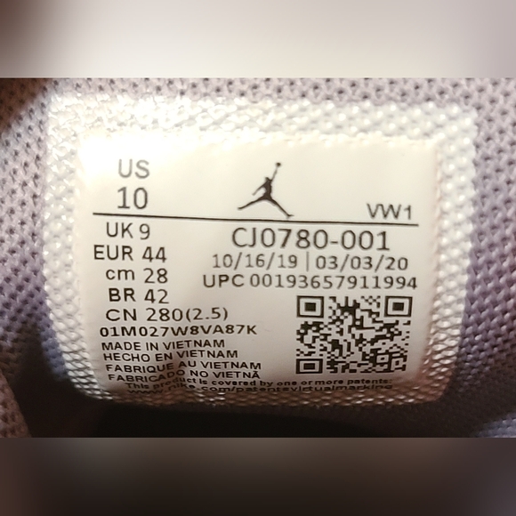Jordan Westbrook One Take Black Cement Men’s Size 10